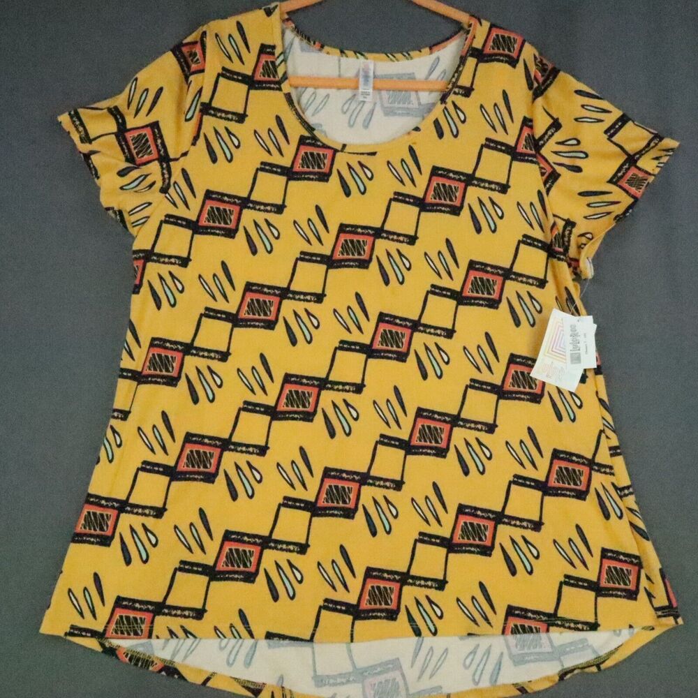 LuLa Roe Women's 3XL Shirt Top Blouse (Yellow Negative/drop design) NEW